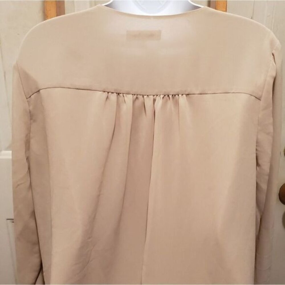Calvin Klein Blouse M Long Sleeve Sheer Pocket Old Money Quiet Luxury Clean Girl - Picture 5 of 8